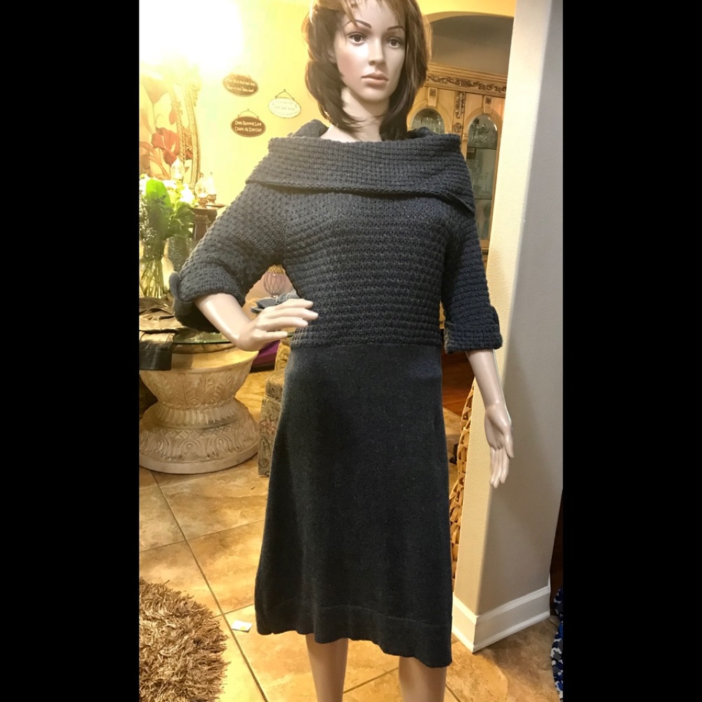 🔴Grey Sweater below the knee Dress very warm